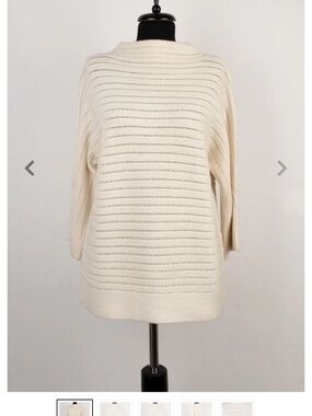 Massimo Dutti Cream Open-Weave Turtleneck Sweater